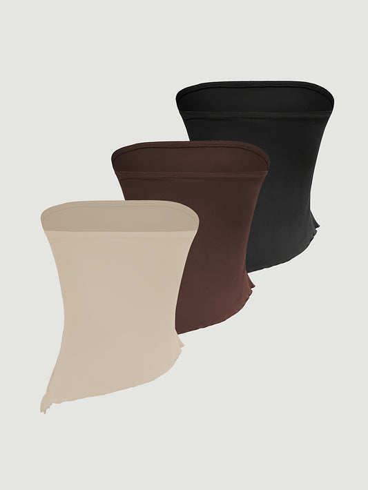 Three-piece Set of Multi-color High Elastic Shoulderless Pleated Tops