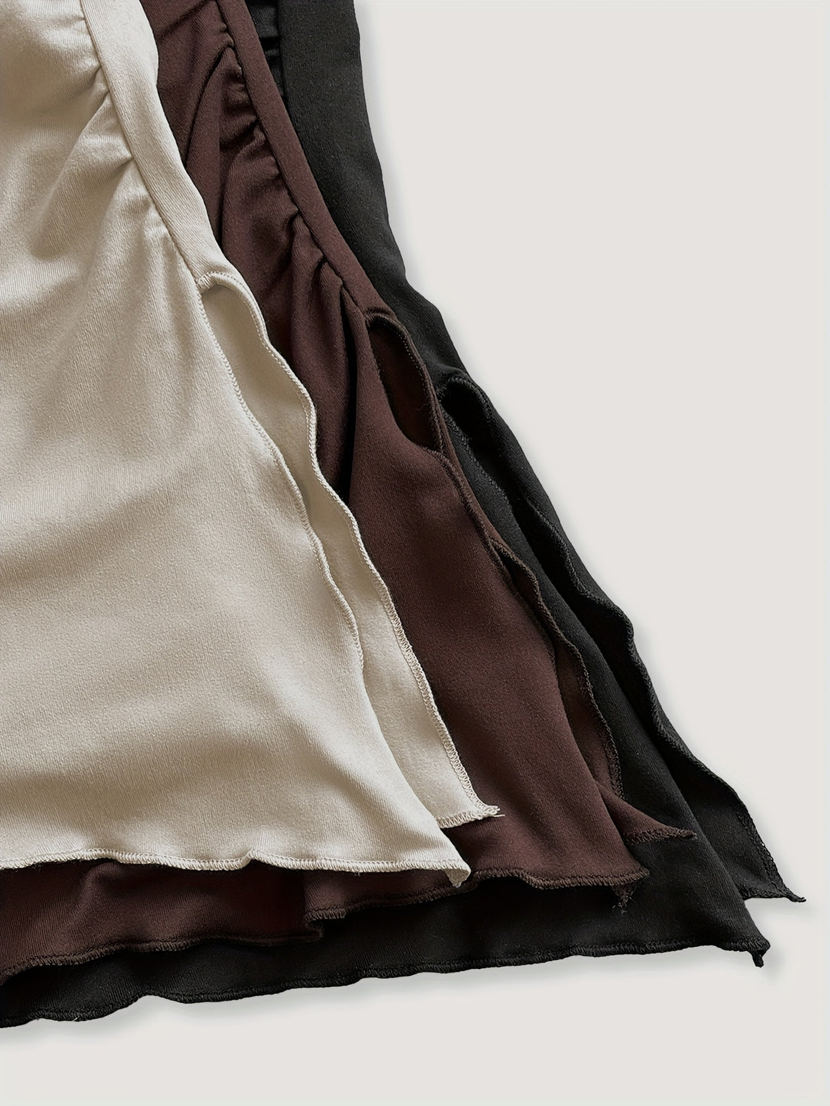 Three-piece Set of Multi-color High Elastic Shoulderless Pleated Tops