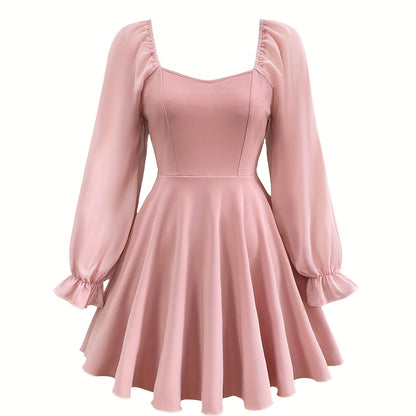 New Summer Women'S Fitted Dress with a Heart-Shaped Neckline And Ruffled Sleeves.