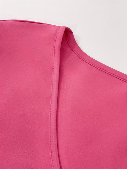 Women'S Elegant Summer V-Neck Short Sleeve Top - Casual Fashion, Solid Color, Split Detail, No Padding, Ideal for Spring\u002FSummer Outfits, Versatile Top | Vneck Shirt | Casual Chic, Cute Blouses