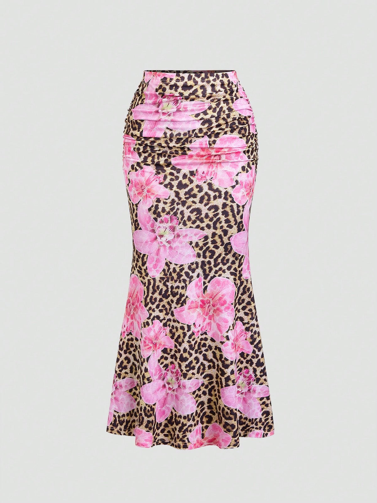 Women'S Floral Print A-Line Mermaid Skirt - Elegant High-Waisted, Stretchy Polyester, Perfect for Spring\u002FSummer Beach Vacations & Casual Outings, Vacation Skirt | Aline Silhouette | Colorful Floral Patter