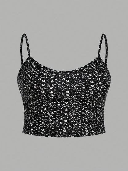 Summer Casual Women's Round Neck Camisole Short Vest Three-Piece Set