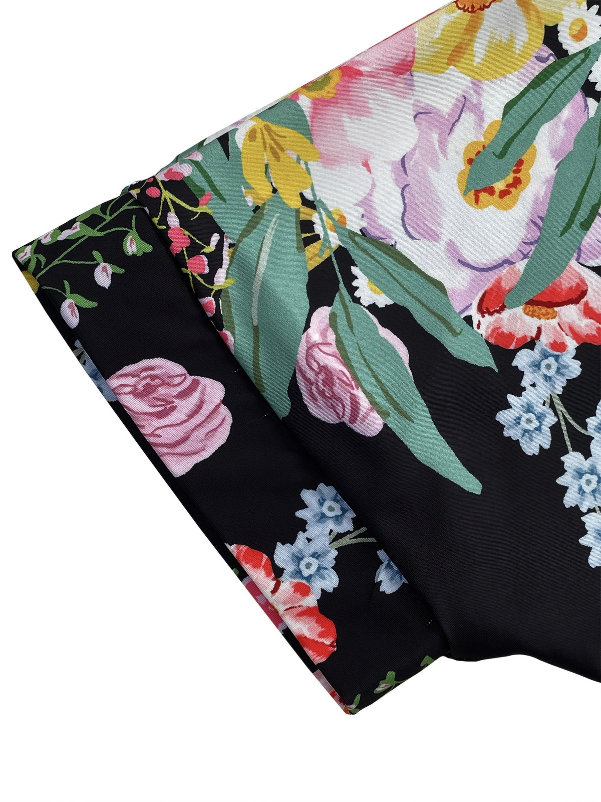 Elegant Floral Print A-Line Dress for Women - Short Sleeve, V-Neck, High-Low Hem, Lightweight Polyester, Perfect for Spring\u002FSummer Vacations, Casual to Formal Wear, Casual Summer Wear | Floral Print Dress | Polyester Fabric