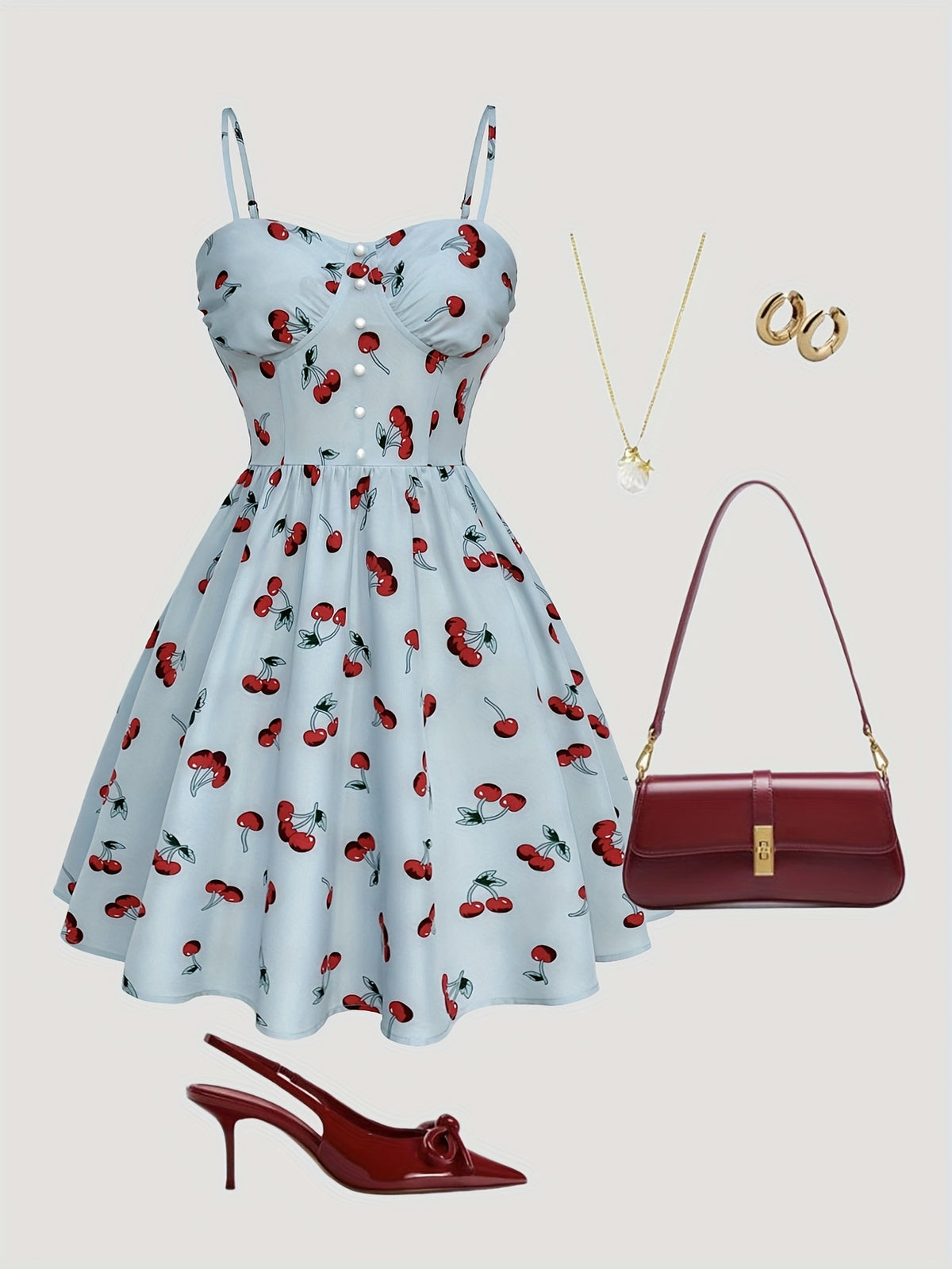 Women's Elegant Sweetheart Neckline Dress - Light Blue Floral-like pattern, Knee-Length A-Line Party & Date Night Outfit for Women, Machine Washable Formal Evening gown for Spring\u002FSummer Events, Cute Dress, Smooth Fabric Finish, Elegant Textile Craft