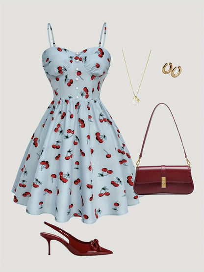 Women's Elegant Sweetheart Neckline Dress - Light Blue Floral-like pattern, Knee-Length A-Line Party & Date Night Outfit for Women, Machine Washable Formal Evening gown for Spring\u002FSummer Events, Cute Dress, Smooth Fabric Finish, Elegant Textile Craft