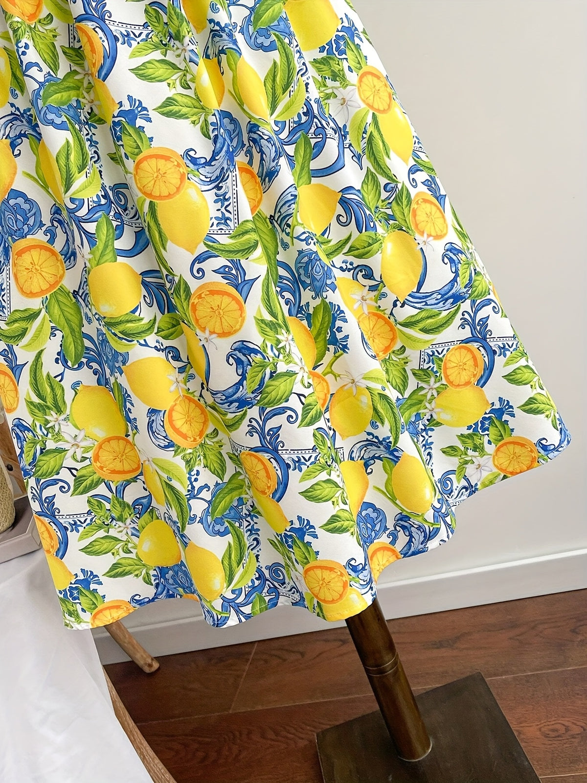 French Elegant Women's Vacation Print Twist Dress Long Summer Dress