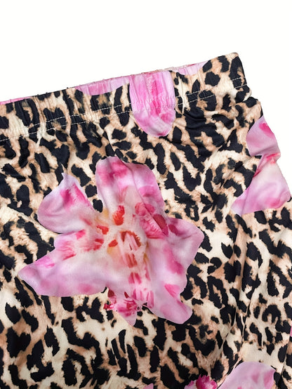 Women'S Floral Print A-Line Mermaid Skirt - Elegant High-Waisted, Stretchy Polyester, Perfect for Spring\u002FSummer Beach Vacations & Casual Outings, Vacation Skirt | Aline Silhouette | Colorful Floral Patter