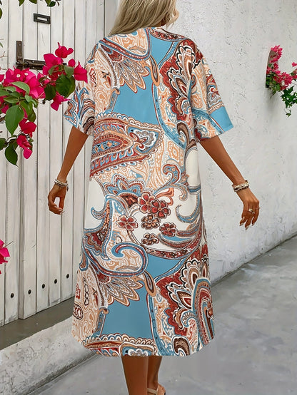 Women'S Summer Beach Vacation Casual Open Collar Printed Jacket Shorts Two-Piece Set, Perfect for Outdoor