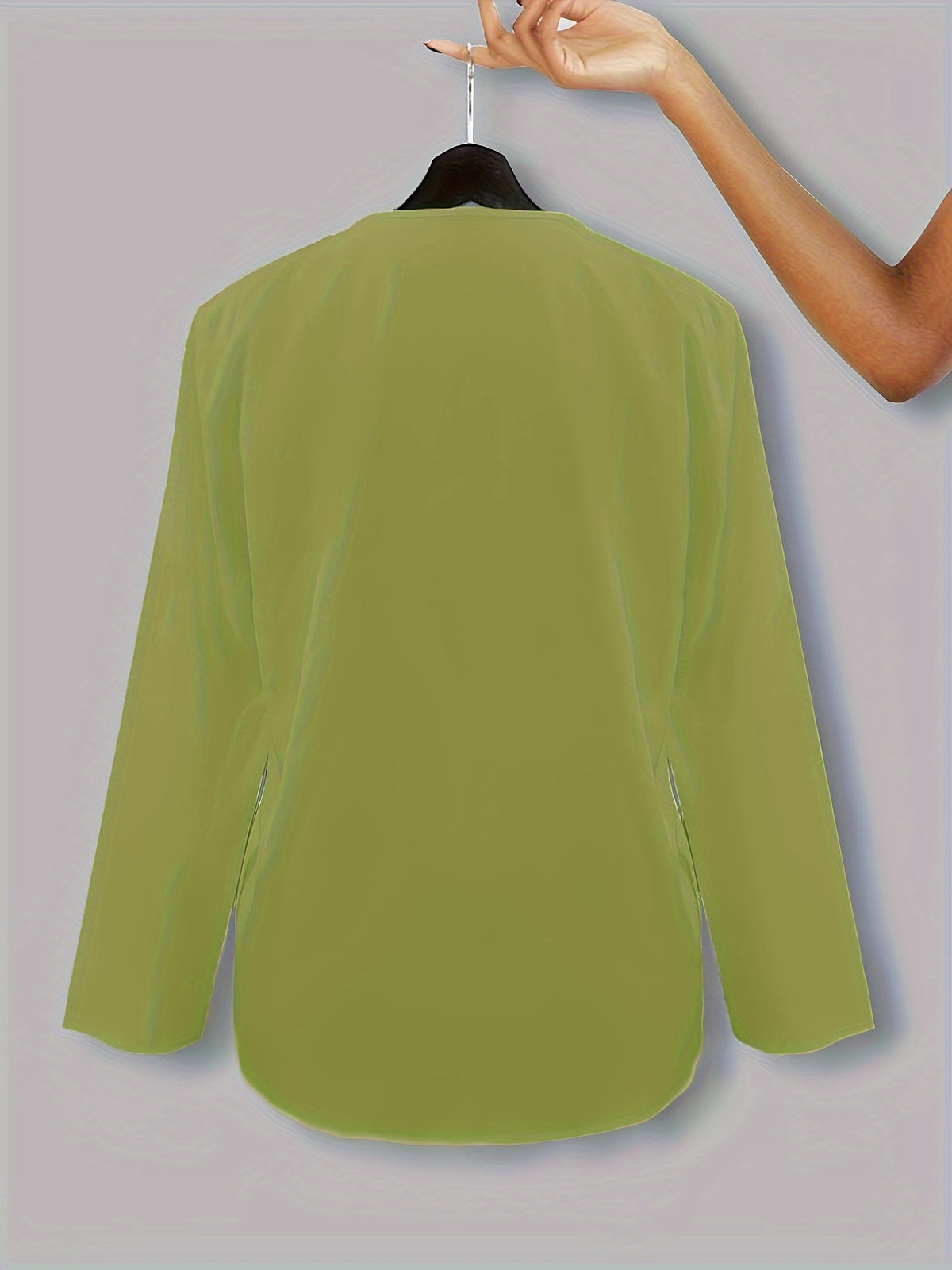 Solid Simple Blouse, Casual V Neck Long Sleeve Versatile Blouse - Women's Clothing -  For Everyday Wear - Perfect for Work, Casual Outings - Gift for Women