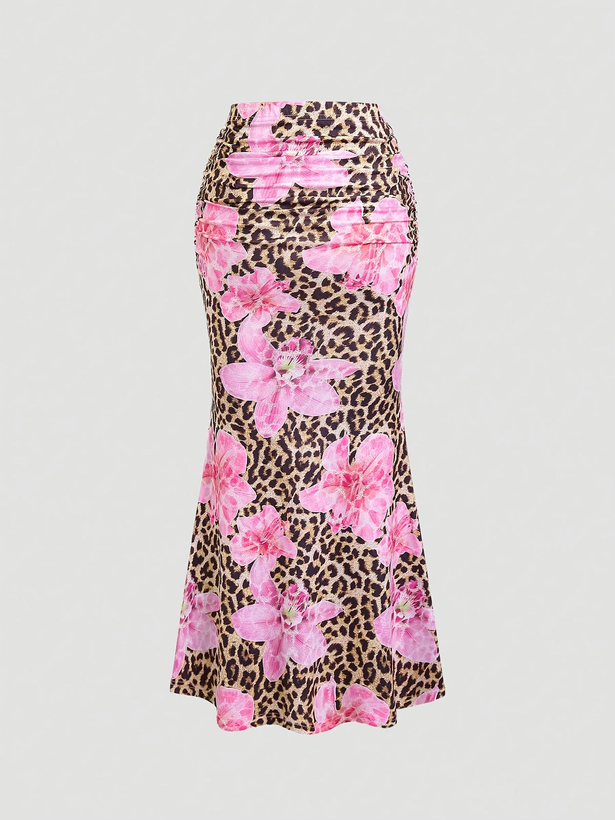 Women'S Floral Print A-Line Mermaid Skirt - Elegant High-Waisted, Stretchy Polyester, Perfect for Spring\u002FSummer Beach Vacations & Casual Outings, Vacation Skirt | Aline Silhouette | Colorful Floral Patter