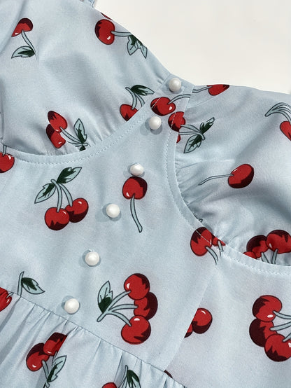 Women's Elegant Sweetheart Neckline Dress - Light Blue Floral-like pattern, Knee-Length A-Line Party & Date Night Outfit for Women, Machine Washable Formal Evening gown for Spring\u002FSummer Events, Cute Dress, Smooth Fabric Finish, Elegant Textile Craft
