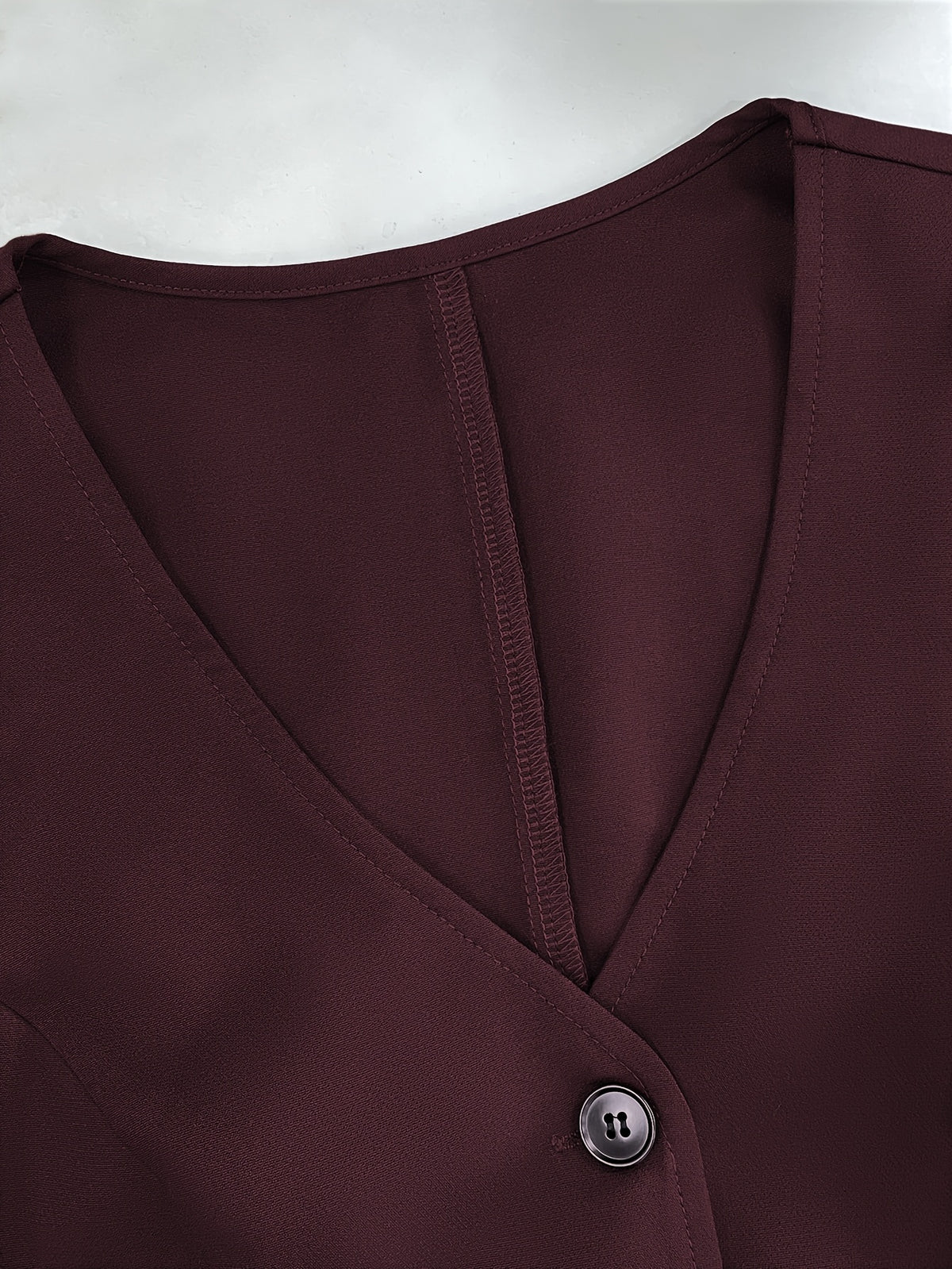 Summer Women'S Elegant Blazer Set with Blazer, Cardigan & Vest - Casual Three-Piece Outfit in Black, White, and Burgundy, Sleeveless, Button Detailing, Spring\u002FSummer Collection