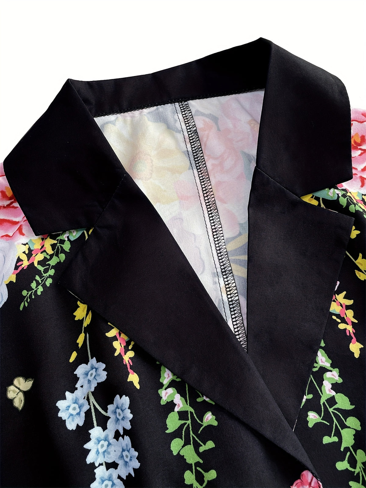 Elegant Floral Print A-Line Dress for Women - Short Sleeve, V-Neck, High-Low Hem, Lightweight Polyester, Perfect for Spring\u002FSummer Vacations, Casual to Formal Wear, Casual Summer Wear | Floral Print Dress | Polyester Fabric
